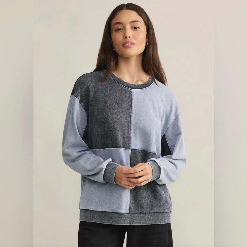 NWOT Z Supply Square Denim chambray pullover colorblock medium